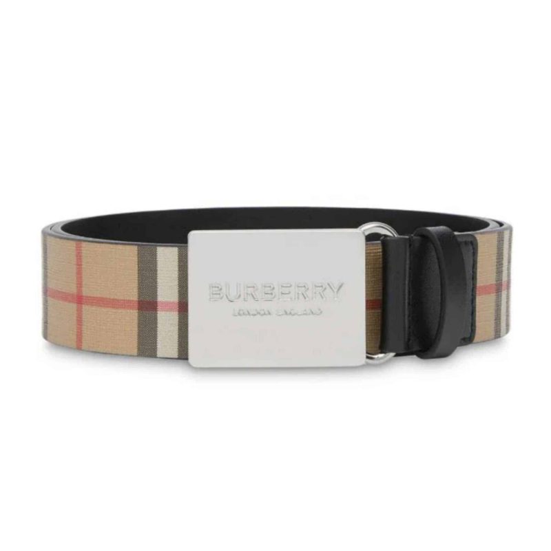 BURBERRY PLAQUE BUCKLE VINTAGE CHECK E-CANVAS BELT - B023