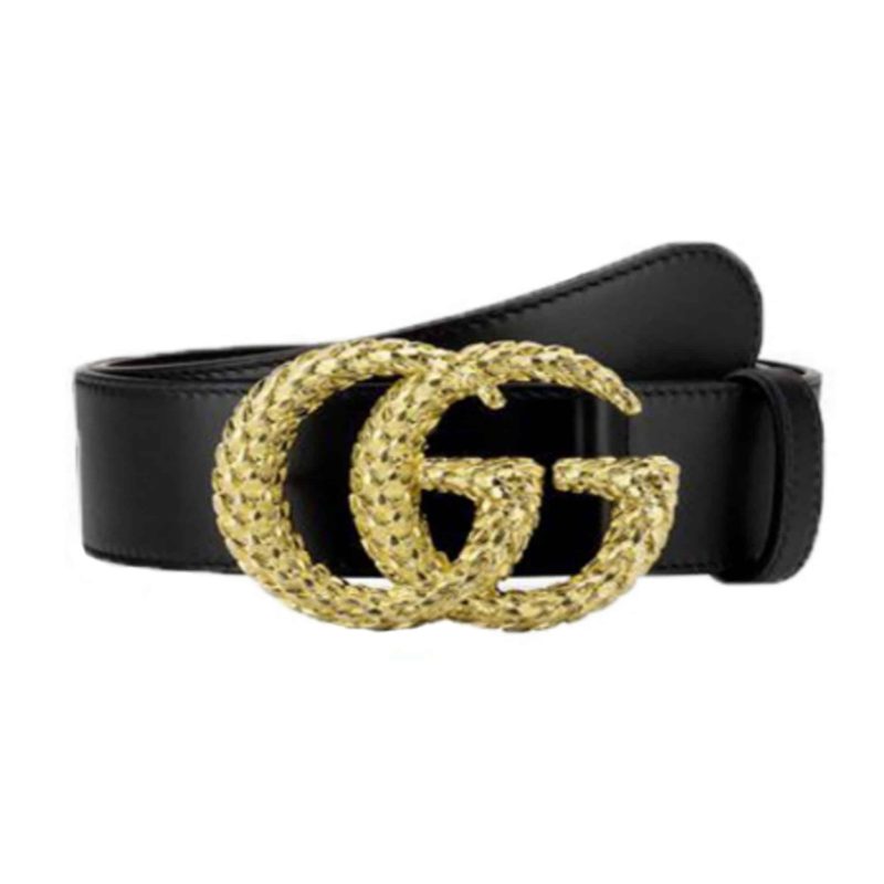 GUCCI LEATHER BELT W/ TEXTURED DOUBLE G BUCKLE ¨C B10