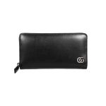 Gucci gg Marmont Leather Zip Around Wallet Black Metal Free Tanned Leather Double G – WEG002
