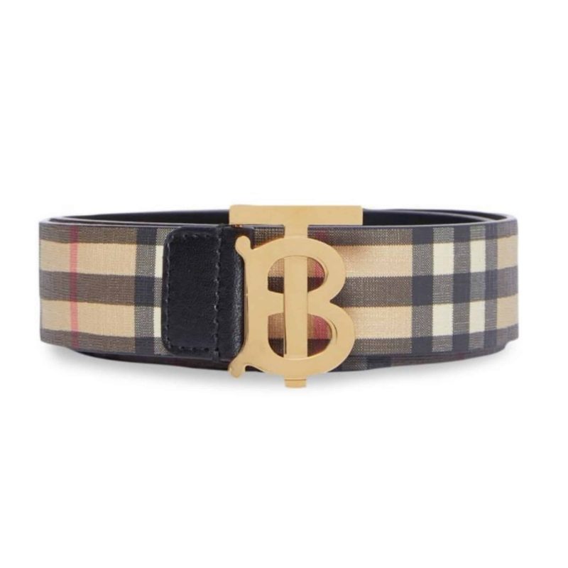 BURBERRY REVERSIBLE MONOGRAM MOTIF VINTAGE CHECK BELT IN ARCHIVE BEIGE - B27