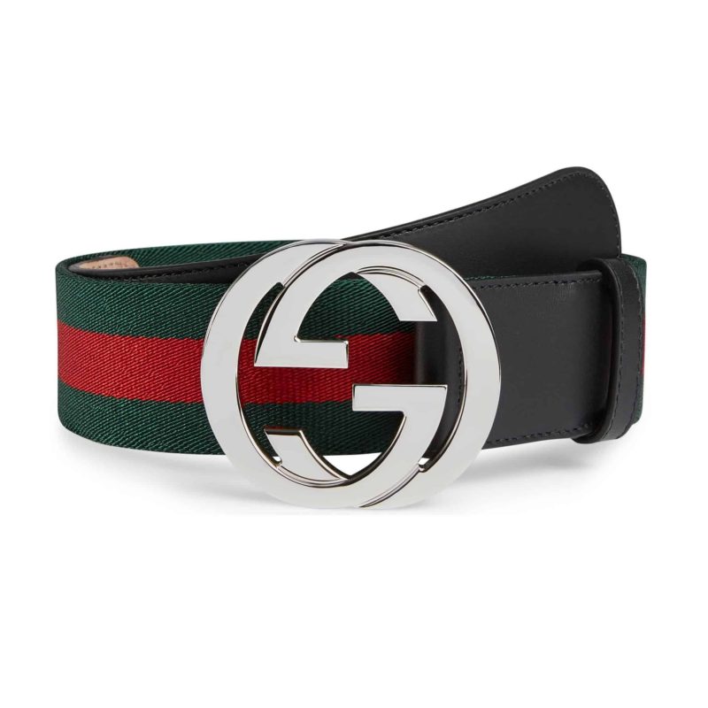 GUCCI MEN¡¯S WEB STRIPED CANVAS BELT ¨C B9
