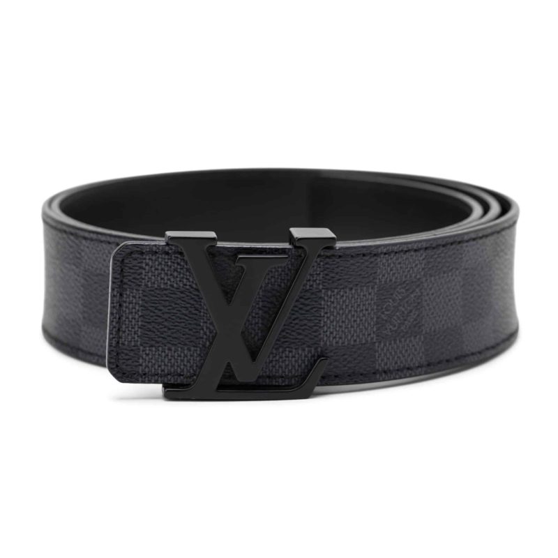 LOUIS VUITTON BELT INITIALES DAMIER GRAPHITE BLACK GREY ¨C B30