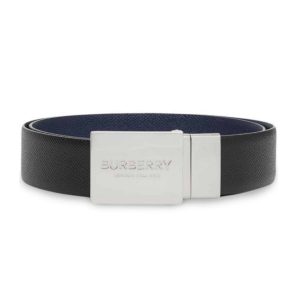 BURBERRY REVERSIBLE PLAQUE BUCKLE GRAINY LEATHER BELT-B25