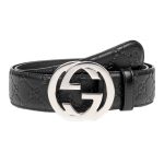 GUCCI INTERLOCKING-G LEATHER BELT-B7