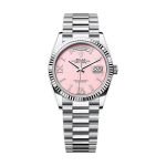 Rolex Day-Date 36mm Pink Dial White Gold Diamond Watch Oyster 128239