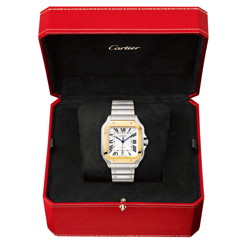 Santos de Cartier Large Steel & 18ct Yellow Gold Bracelet/Strap Watch - Image 2