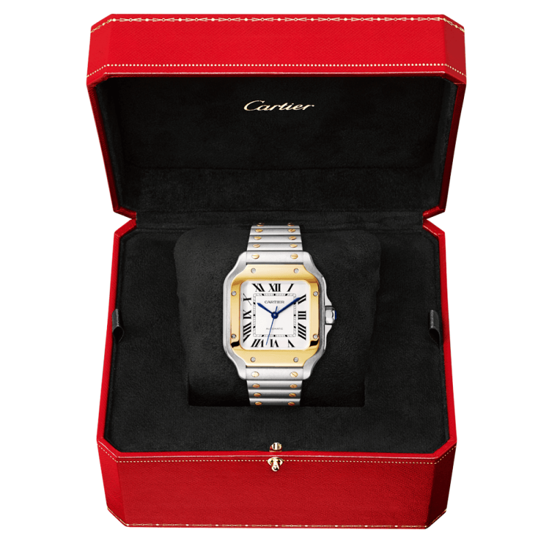 Santos de Cartier Medium Steel & 18ct Yellow Gold Bracelet/Strap Watch - Image 2