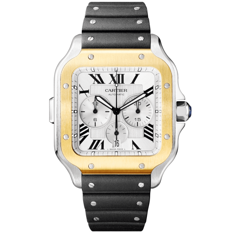 Santos de Cartier XL Chronograph Steel & 18ct Yellow Gold Watch - Image 2