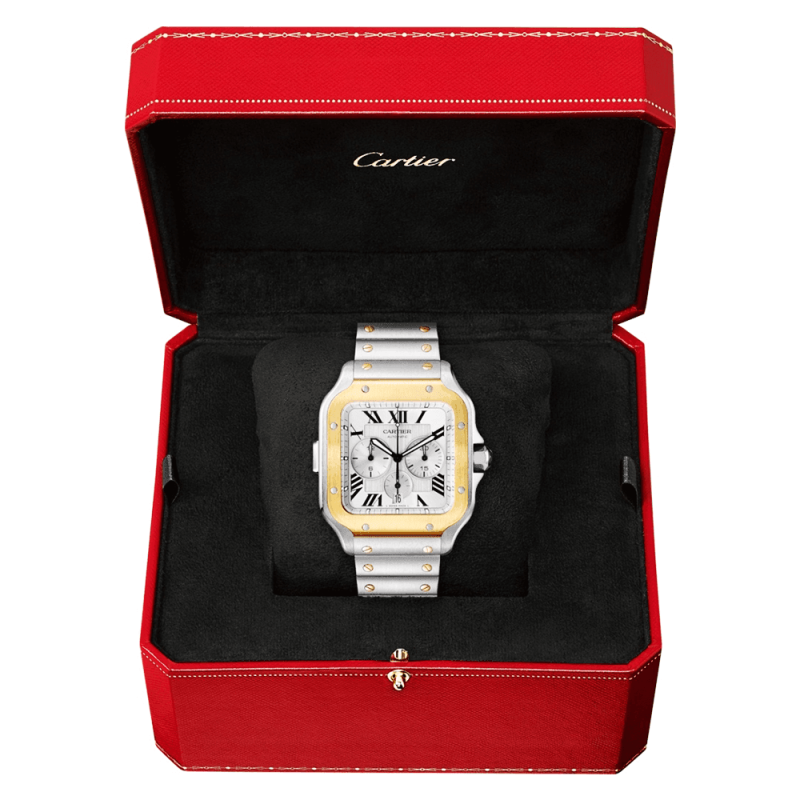 Santos de Cartier XL Chronograph Steel & 18ct Yellow Gold Watch - Image 3