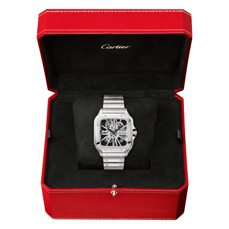 Santos de Cartier Large Steel Skeleton Dial Bracelet/Strap Watch - Image 3
