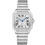 Santos de Cartier Medium Steel Diamond Set Bezel Bracelet/Strap Watch