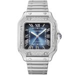 Santos de Cartier Medium Diamond Set Automatic Steel Bracelet/Strap Watch