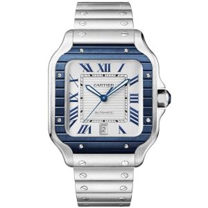 Santos de Cartier Large Steel & Silver/Blue Dial Men¡¯s Automatic Watch