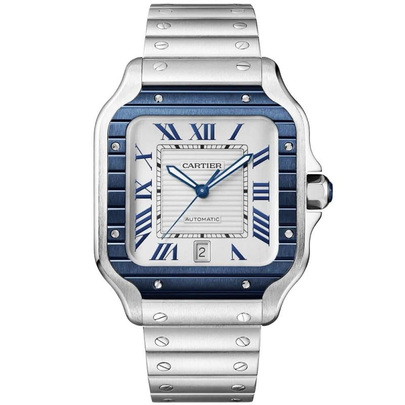 Santos de Cartier Large Steel & Silver/Blue Dial Men¡¯s Automatic Watch