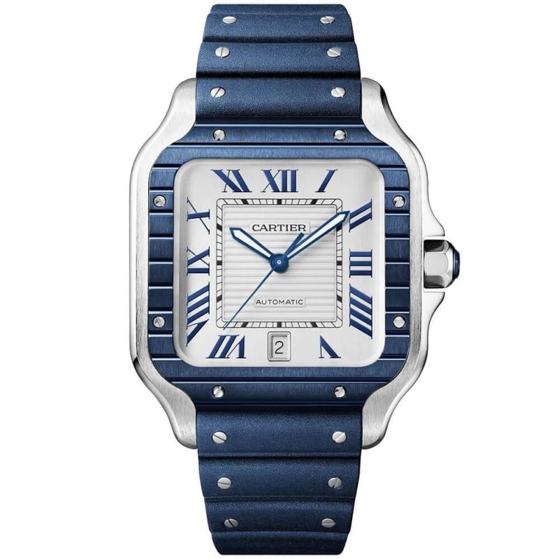 Santos de Cartier Large Steel & Silver/Blue Dial Men¡¯s Automatic Watch - Image 2