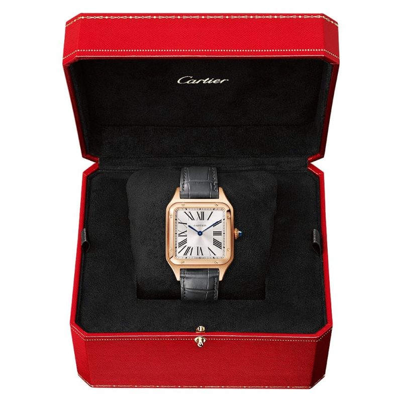 Santos-Dumont 18ct Rose Gold Large Steel Strap Watch - Image 2