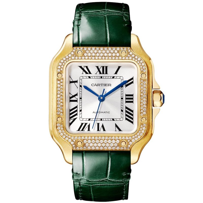 Santos de Cartier Medium Diamond Set Automatic 18ct Yellow Gold Watch - Image 3