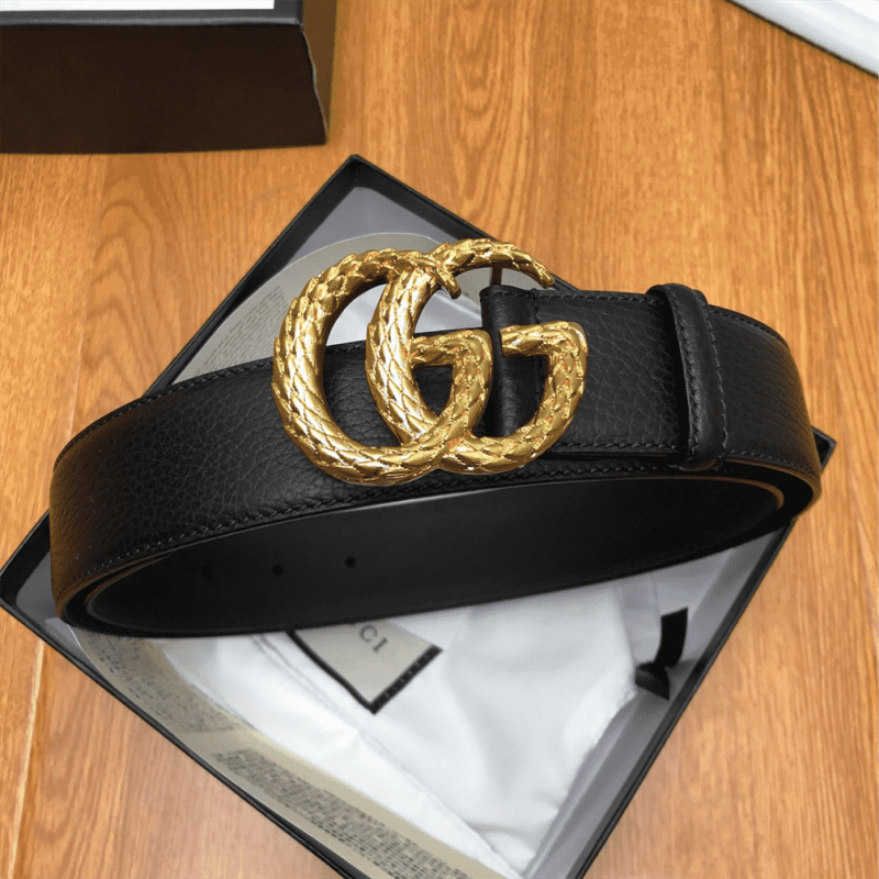 GUCCI LEATHER BELT W/ TEXTURED DOUBLE G BUCKLE ¨C B10 - Image 2