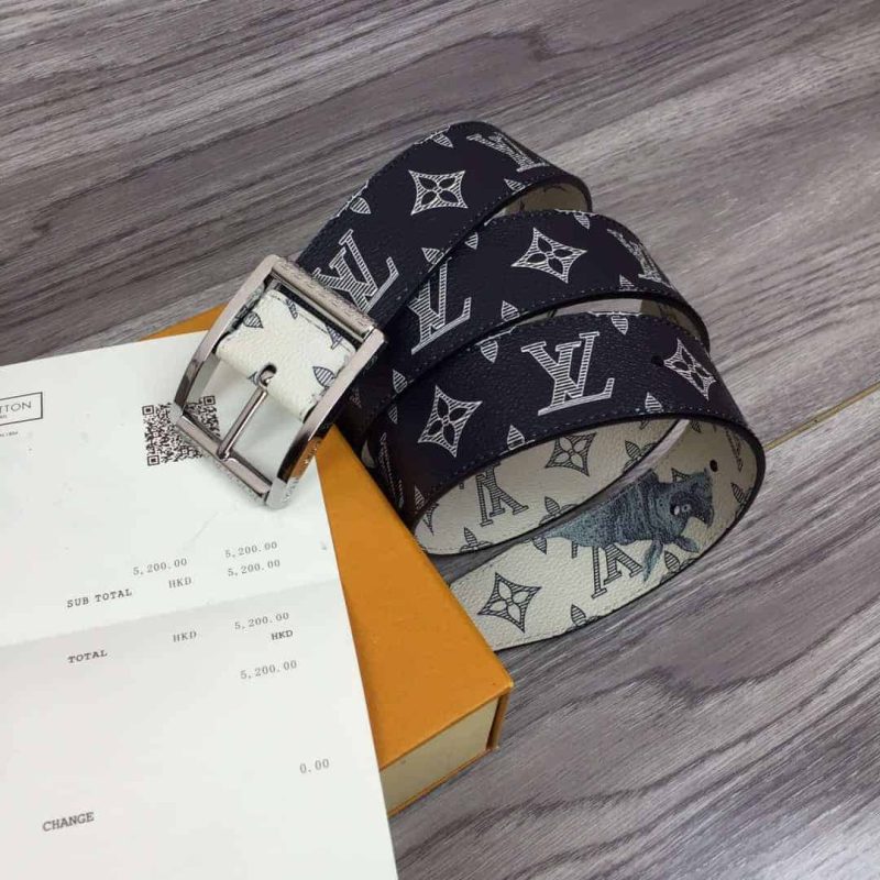 LOUIS VUITTON WHITE/BLUE MONOGRAM SA.VANE CANVAS CHAP.MAN BROTHERS RE.VERSO BELT ¨C B101 - Image 4