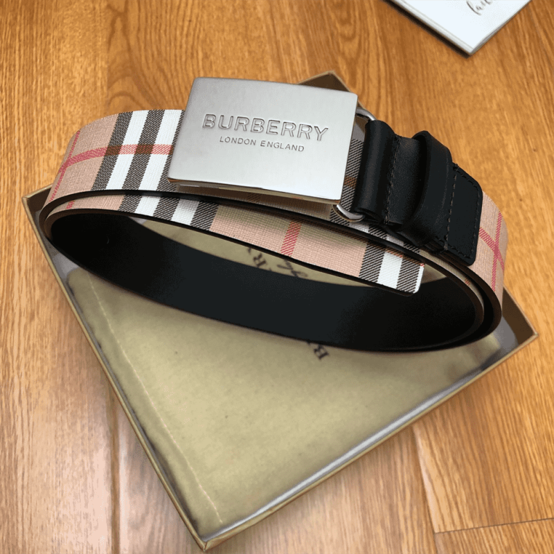 BURBERRY PLAQUE BUCKLE VINTAGE CHECK E-CANVAS BELT - B023 - Image 2