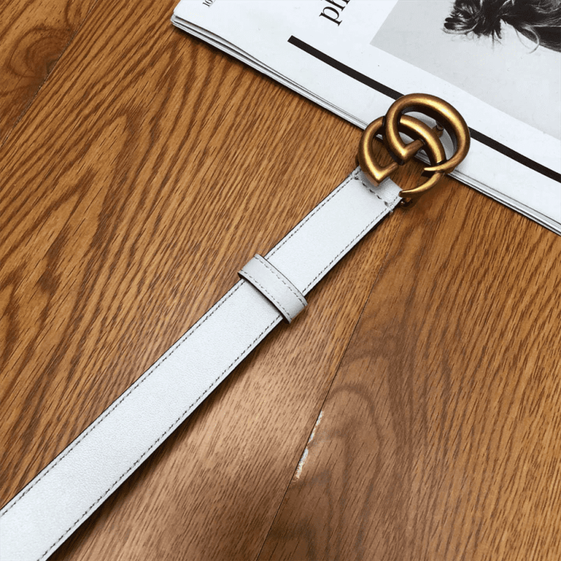 GUCCI WHITE LEATHER BELT WITH DOUBLE G BUCKLE ¨C B15 - Image 8