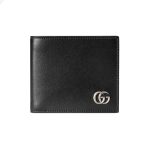 Gucci Men’s GG Marmont Leather Bi-Fold Wallet Black Smooth Leather Palladium-Toned Hardware – WEG001