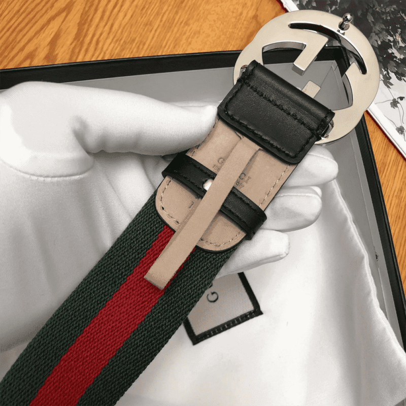 GUCCI MEN¡¯S WEB STRIPED CANVAS BELT ¨C B9 - Image 7