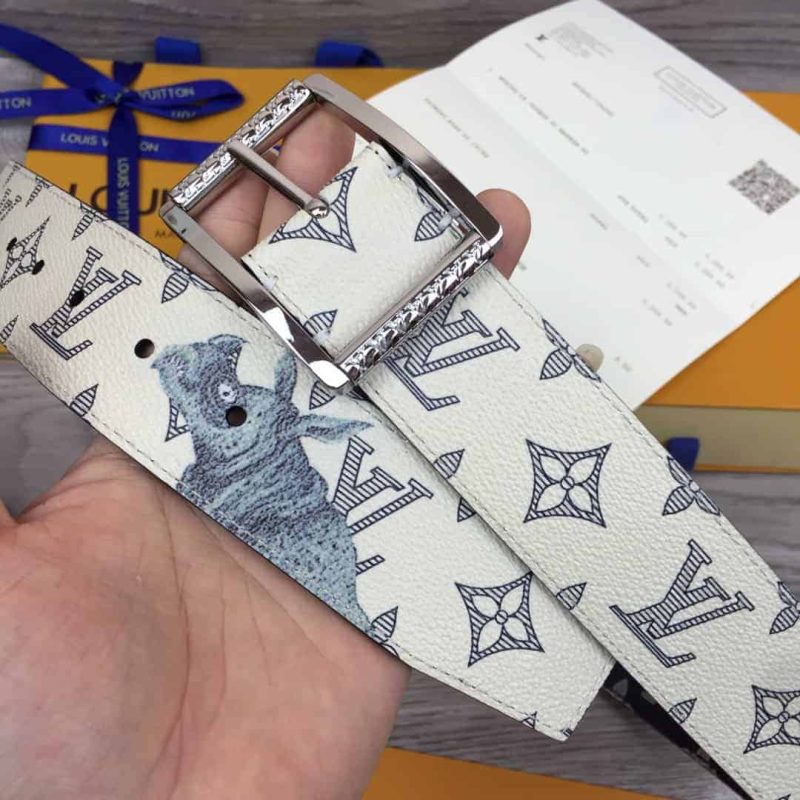 LOUIS VUITTON WHITE/BLUE MONOGRAM SA.VANE CANVAS CHAP.MAN BROTHERS RE.VERSO BELT ¨C B101 - Image 2