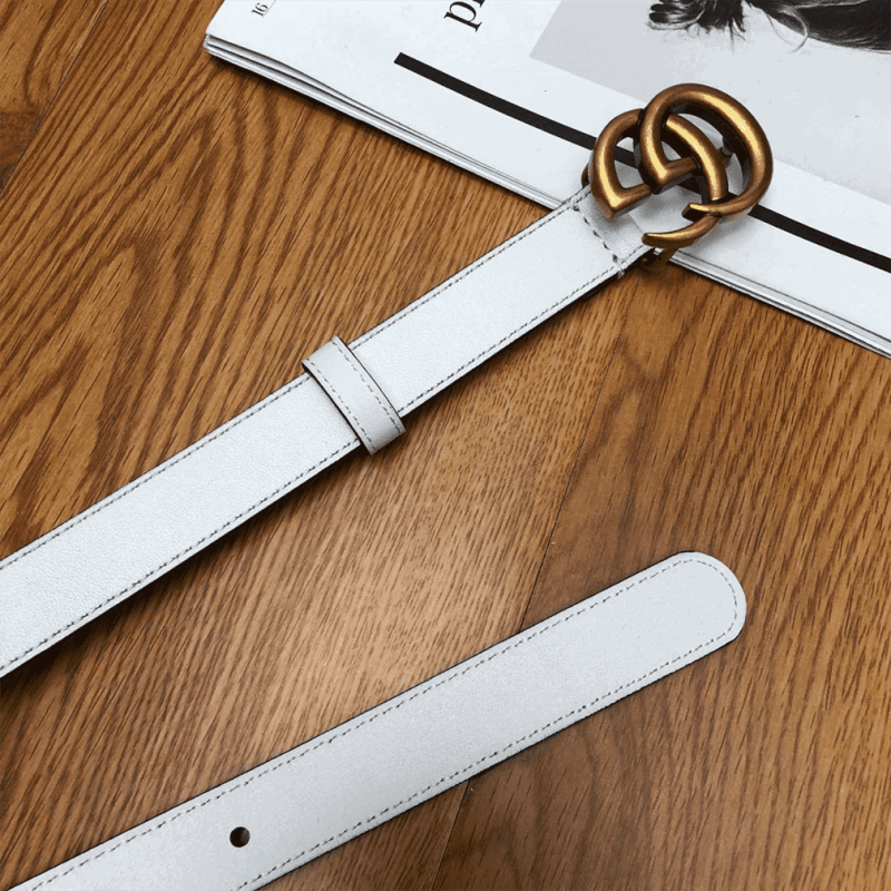 GUCCI WHITE LEATHER BELT WITH DOUBLE G BUCKLE ¨C B15 - Image 7