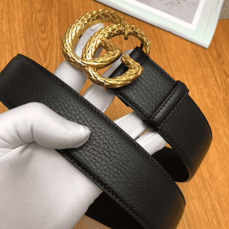 GUCCI LEATHER BELT W/ TEXTURED DOUBLE G BUCKLE ¨C B10 - Image 7