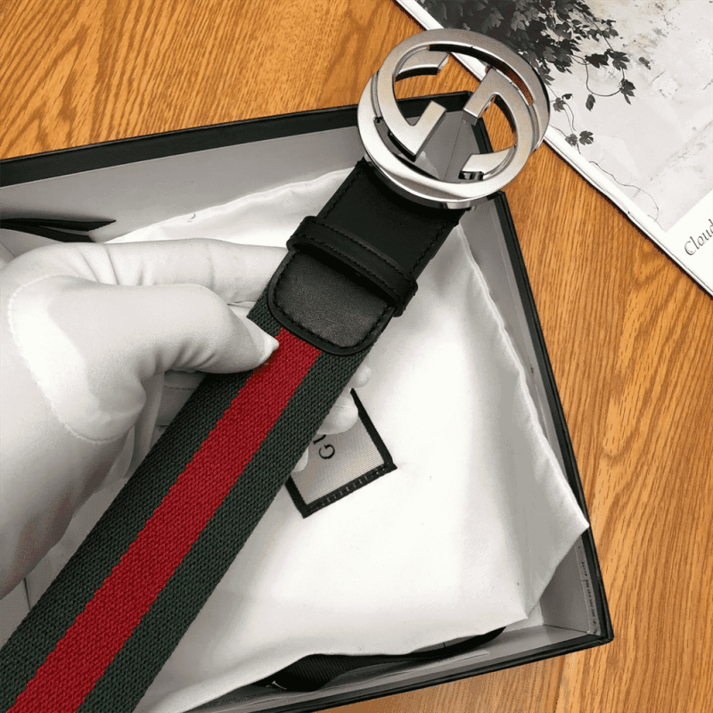 GUCCI MEN¡¯S WEB STRIPED CANVAS BELT ¨C B9 - Image 6