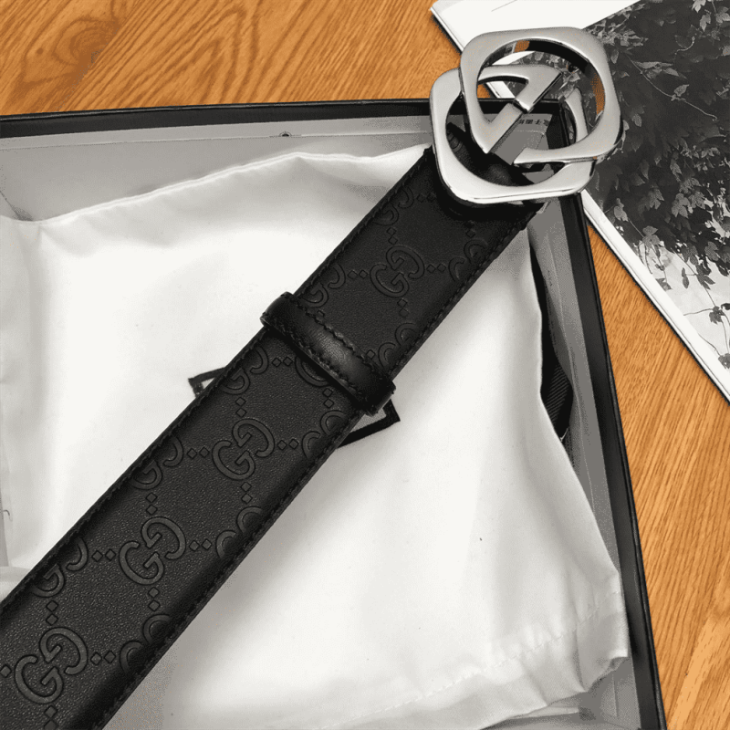 GUCCI BLACK S.SI.MA LEATHER BELT WITH SQUARE G BUCKLE ¨C BELT04 - Image 7