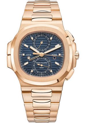 Patek Philippe Nautilus Self-Winding Travel Time Chronograph ¨C 40.5 mm Rose Gold Case ¨C Blue Dial ¨C Rose Gold Bracelet ¨C 5990/1R-001