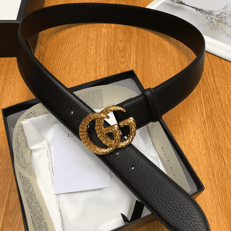 GUCCI LEATHER BELT W/ TEXTURED DOUBLE G BUCKLE ¨C B10 - Image 5