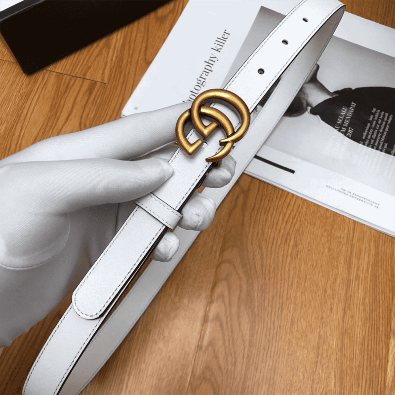 GUCCI WHITE LEATHER BELT WITH DOUBLE G BUCKLE ¨C B15 - Image 5