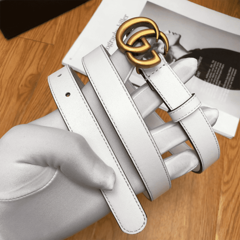 GUCCI WHITE LEATHER BELT WITH DOUBLE G BUCKLE ¨C B15 - Image 4