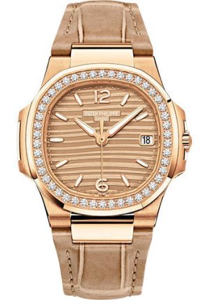 Patek Philippe Nautilus Date Sweep Seconds ¨C 32 mm ¨C Rose Gold ¨C Golden Dial ¨C 7010R-012