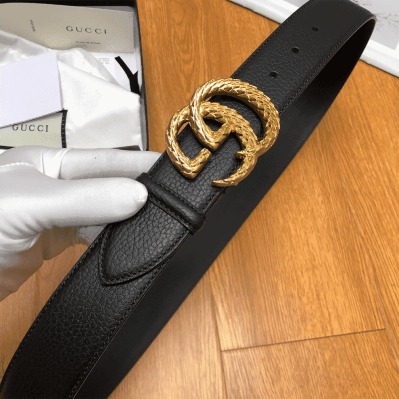 GUCCI LEATHER BELT W/ TEXTURED DOUBLE G BUCKLE ¨C B10 - Image 3