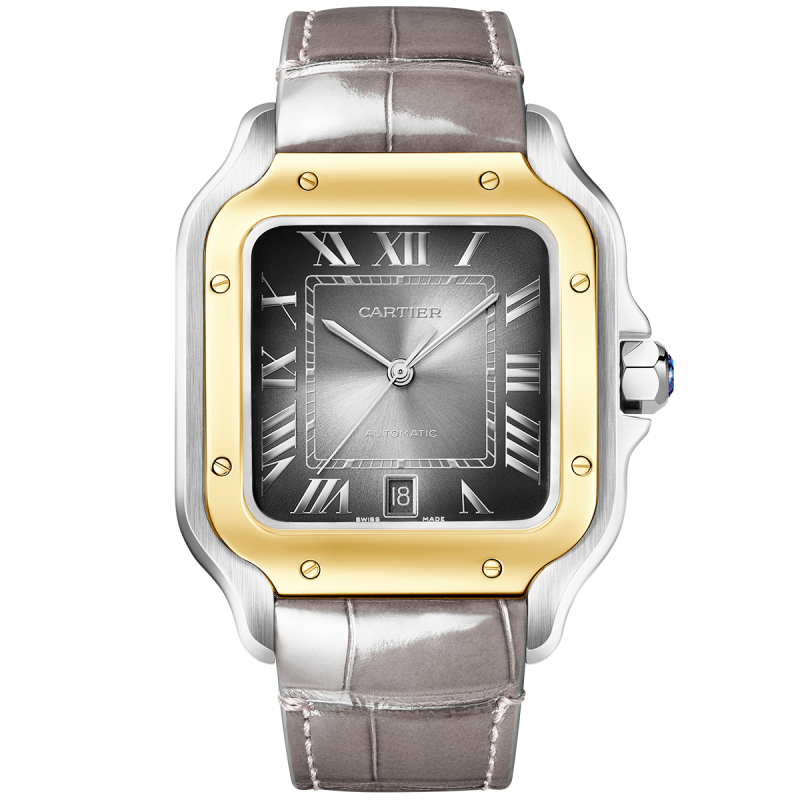 Santos de Cartier Large Two-Tone Grey Dial Bracelet/Strap Watch - Image 4