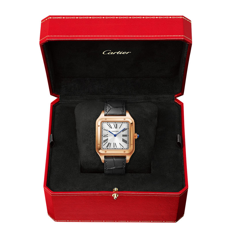Santos-Dumont Extra Large 18ct Rose Gold Strap Watch - Image 4