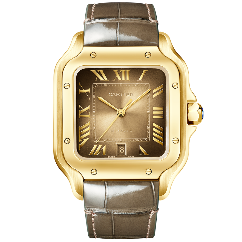 Santos de Cartier Large Brown Dial 18ct Yellow Gold Automatic Watch - Image 4