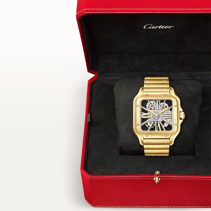 Santos de Cartier Large 18ct Yellow Gold Men¡¯s Skeleton Dial Watch - Image 4