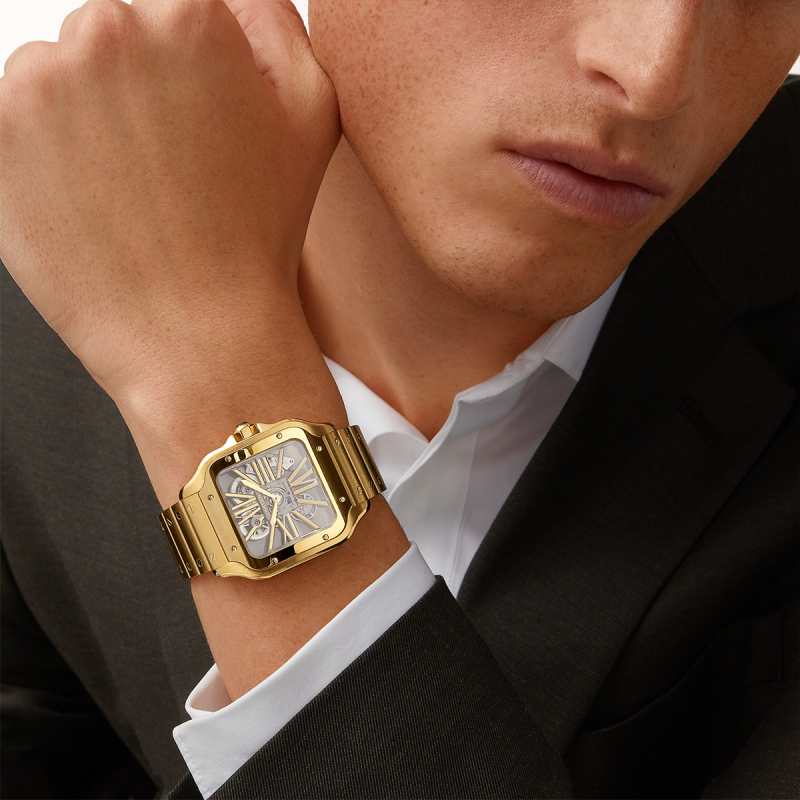 Santos de Cartier Large 18ct Yellow Gold Men¡¯s Skeleton Dial Watch - Image 2