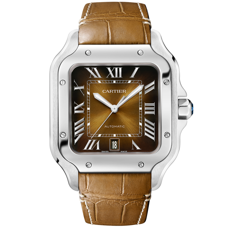 Santos de Cartier Large Brown Dial Automatic Bracelet/Strap Watch - Image 3