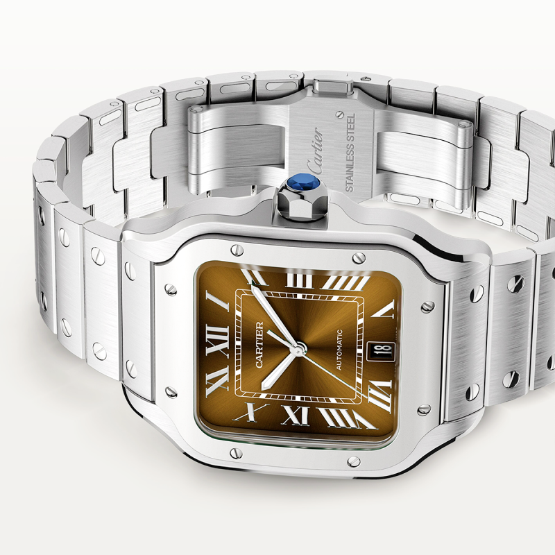 Santos de Cartier Large Brown Dial Automatic Bracelet/Strap Watch - Image 2