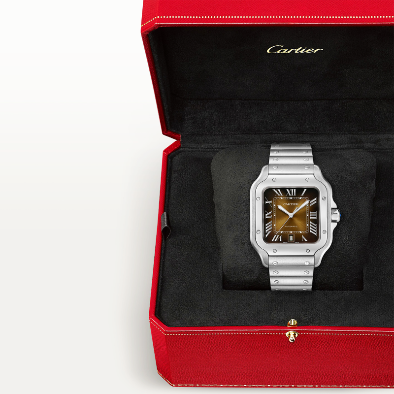 Santos de Cartier Large Brown Dial Automatic Bracelet/Strap Watch - Image 5