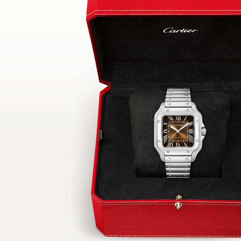 Santos de Cartier Medium Brown Dial Automatic Bracelet/Strap Watch - Image 5
