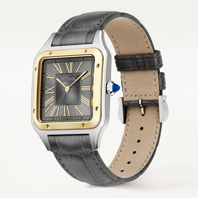 Santos-Dumont Large Steel & 18ct Yellow Gold Strap Watch - Image 2