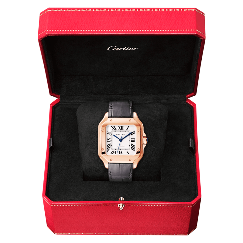 Santos de Cartier Medium Automatic 18ct Rose Gold Watch - Image 2