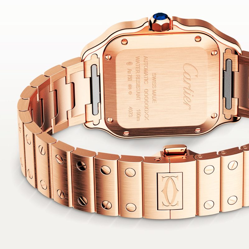 Santos de Cartier Medium Automatic 18ct Rose Gold Bracelet Watch - Image 3